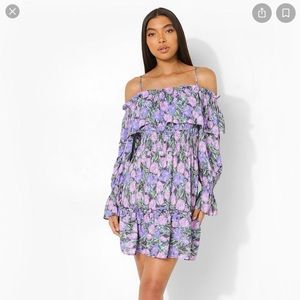 Tall Floral Cold Shoulder Skater Dress